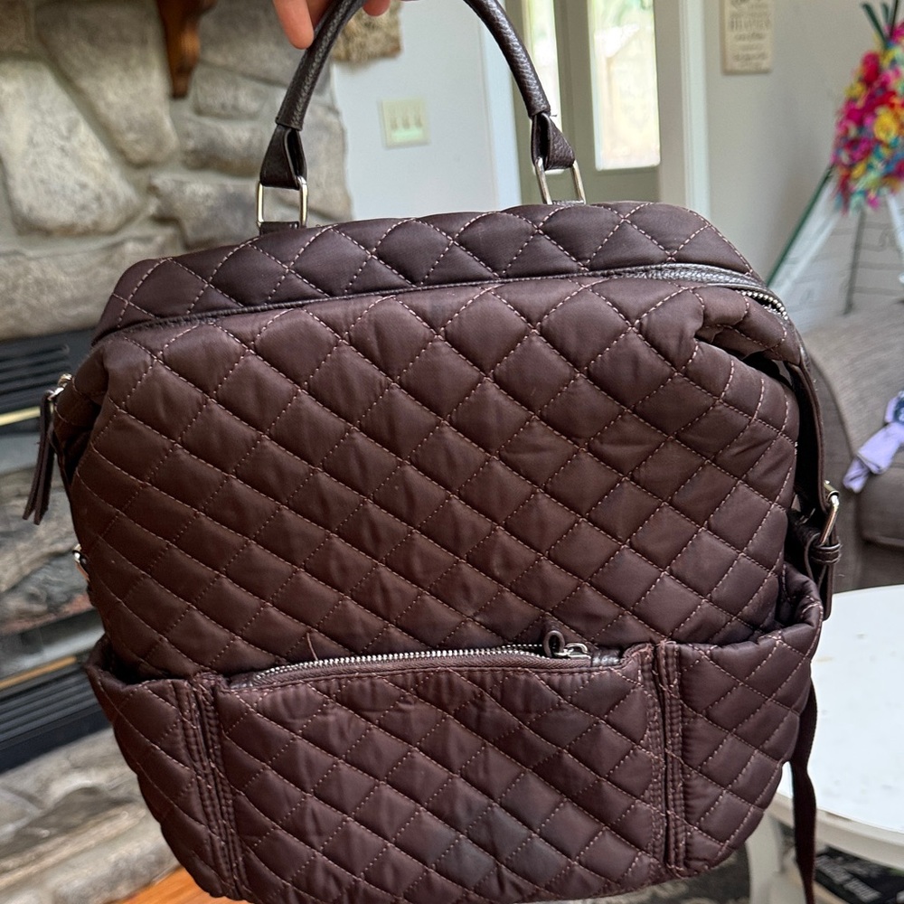 Quilted Brown Backpack